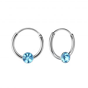 Round Crystal Hoop Earrings - Aqua Bohemica 4mm