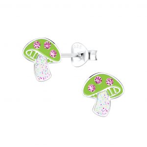 Silver Mushroom Stud Earrings