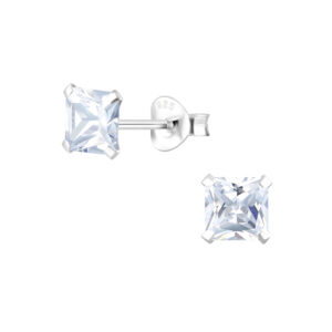 10000333 - Square Cubic Zirconia Silver Stud Earrings5mm