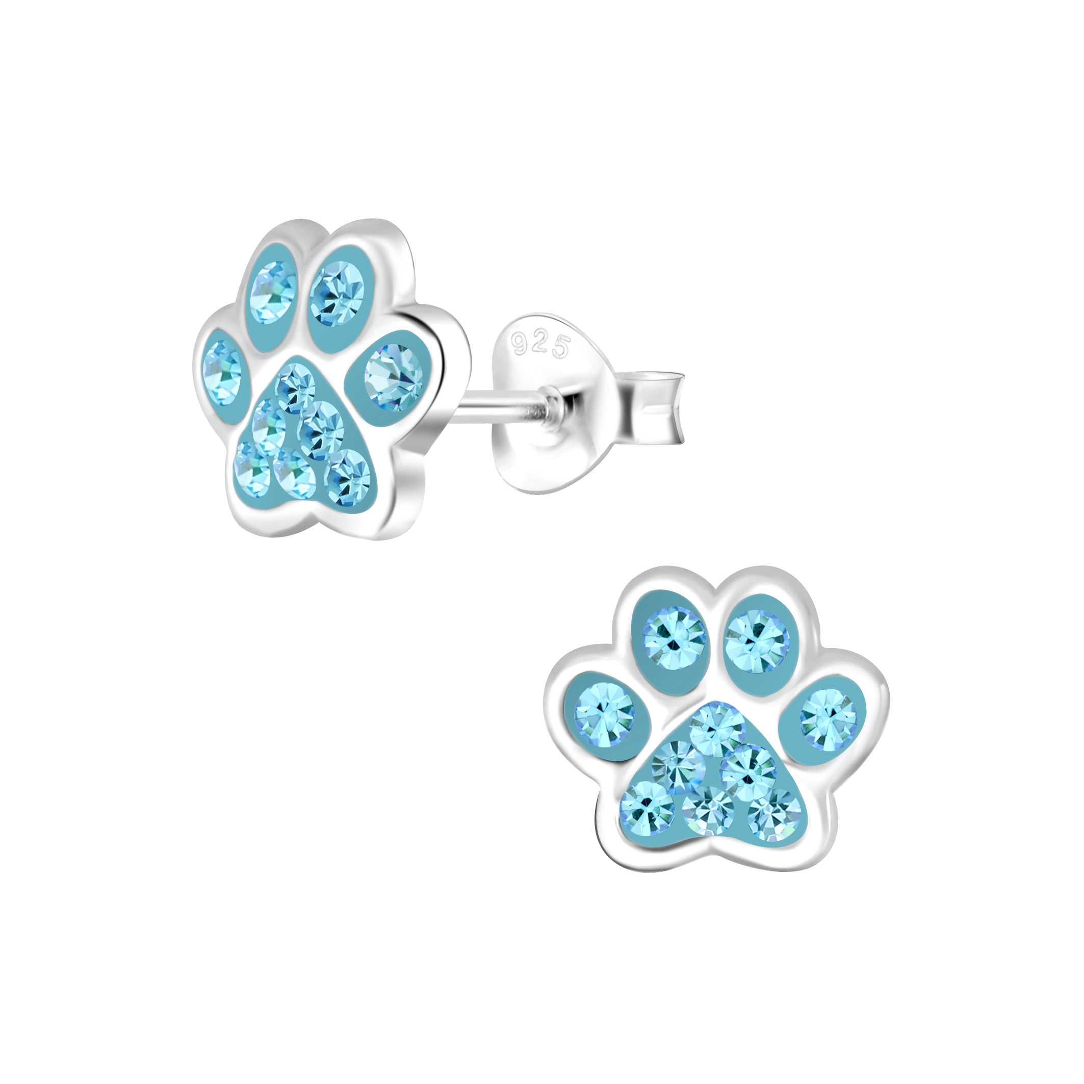 10005462 - Silver Dog foot studs aqua bohemica