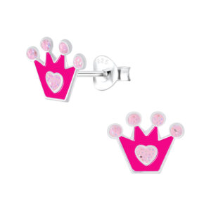 10008542 - Silver Crown Stud Earrings