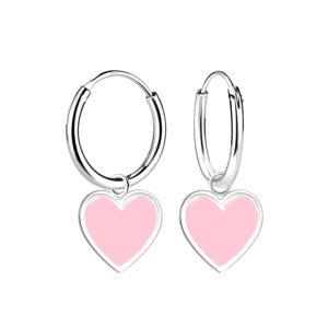 10032572 - Silver Heart Charm Hoop Earrings