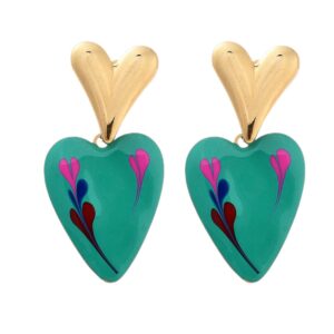 SSE30401 - 304 Stainless Steel Heart Stud Earrings Real 18K Gold Plated