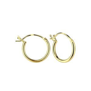 10011376 -  Silver 12mm Silver French Lock Hoop Earrings 14k Gold plated