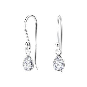 10011892 -  Silver 4X6mm Pear Cubic Zirconia  Earrings drop - White