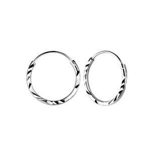 10012181 - Silver 14mm Diamond Cut Hoops