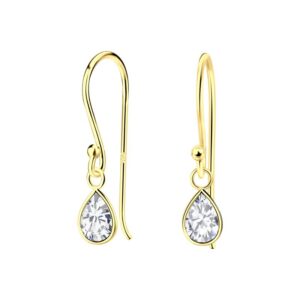 10022525 -  Silver 4X6mm Pear Cubic Zirconia Silver Earrings - White 14k gold plated