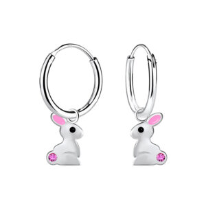 10034703 - Silver Rabbit Charm Hoop Earrings