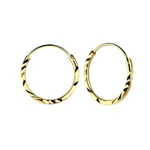 10015017 - Silver 16mm Silver Diamond Cut Hoops 14k gold plated